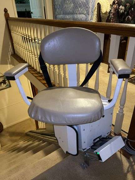Summit Lifts, Inc. 350 lb capacity stair lift with swivel seat in working condition and additional length connector…..BUYER RESPONSIBLE FOR REMOVAL……please contact auction manager for earlier in the day pickup and removal if needed image