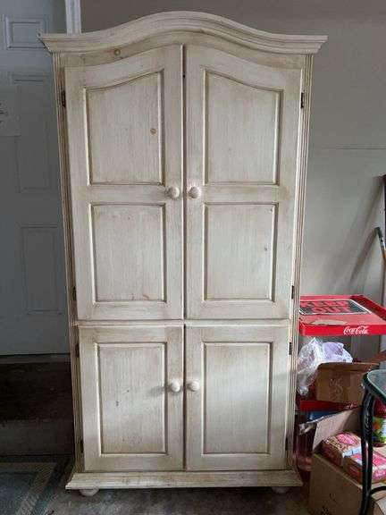 Project piece white washed armoire…..40-1/2 x 22-1/4 x 77-1/2 tall image