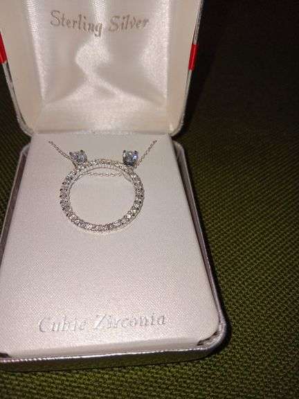 Sterling Silver, Cubic Zirconia necklace and earring set image