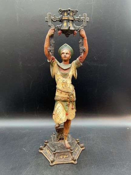 French Metal Figural Candlestick…..15-1/4” tall image