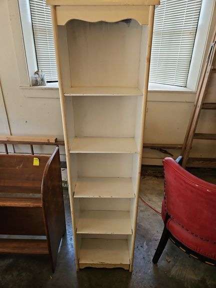 Vintage narrow 5-shelf bookshelf 14.5x7.5x59(shelves are ~10.25" tall) in very good vintage condition... image