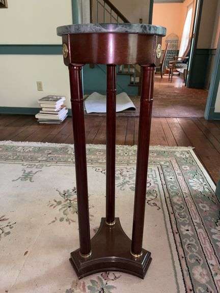 Bombay Company marble top plant stand…..11”D x 31-1/2” tall image