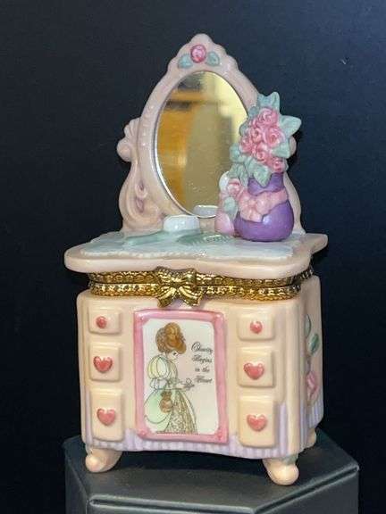 1997 Precious Moments by ENESCO bisque porcelain hinged trinket box…..5-1/2” tall image