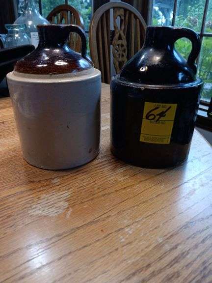 Two 6 1/2" vintage stoneware jugs...see photos image