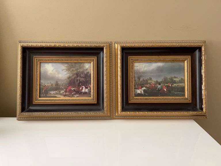 Set of (2) beautifully framed Hertfordshire Hunt 1839 Prints…..13-1/2 x 11-1/2…..one frame does have blemishes image