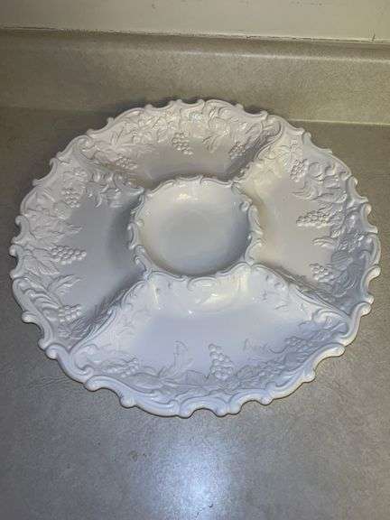 Beautiful fruit motif divided ceramic tray…..16”D image