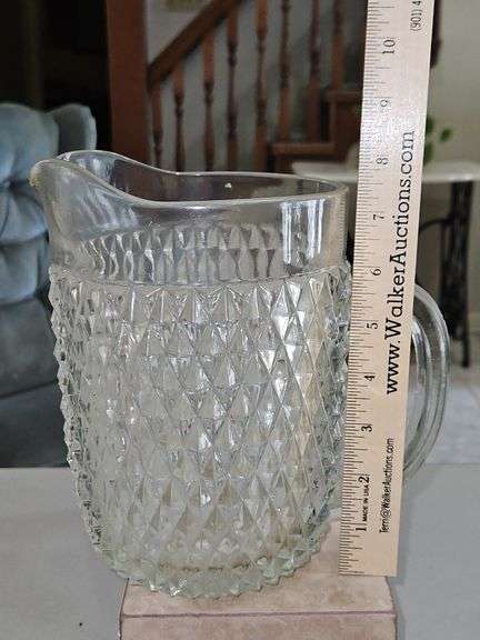 Vintage Diamond Point Clear 52oz Pitcher by Indiana Glass in excellent vintage condition... image