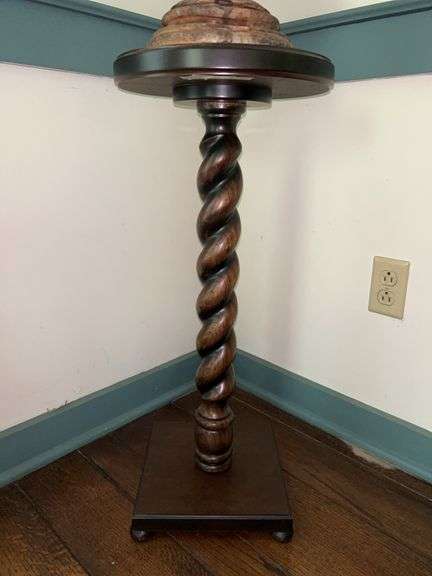 Very nice cherry barley twist base plant stand…..28” tall image