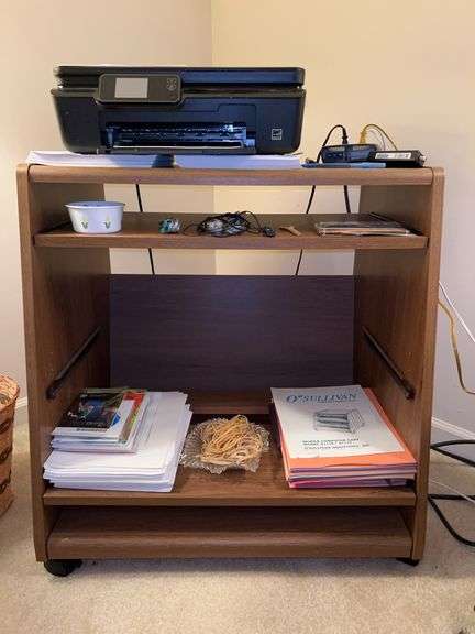 O’Sullivan’s Mobile Computer Cart and contents…..SURGE PROTECTOR NOT INCLUDED image