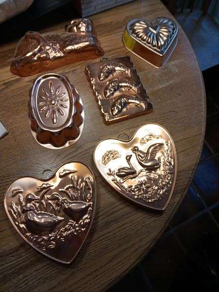 Set of 6 copper jello molds...see photos image