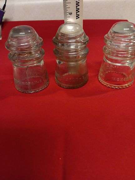 3 Hemingway #9 glass insulators..no chips image