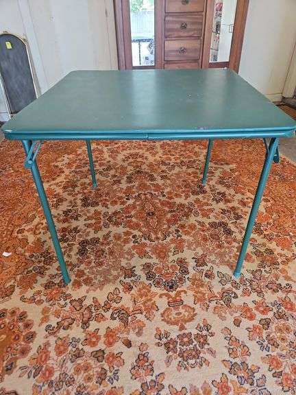 Green padded card table 33.5" square x 27.5" high... image