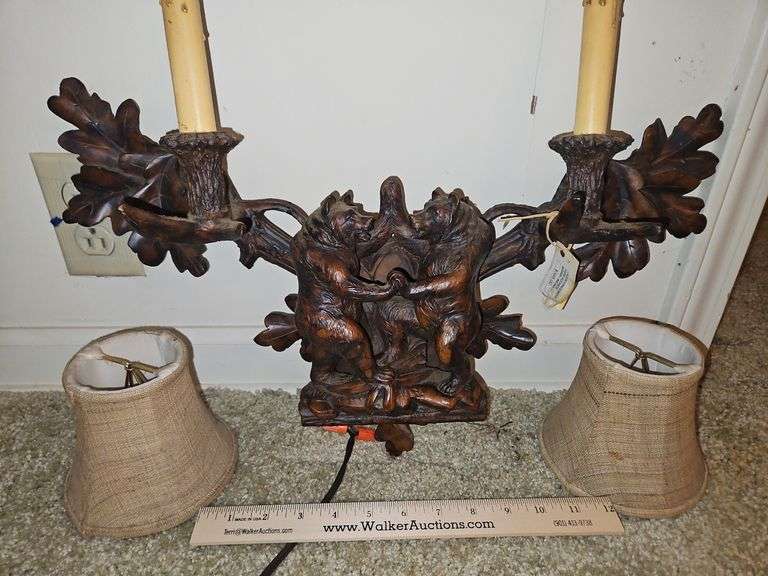 Very Unique Vintage Dancing Bears Hanging Wall Sconce made from composite material... image