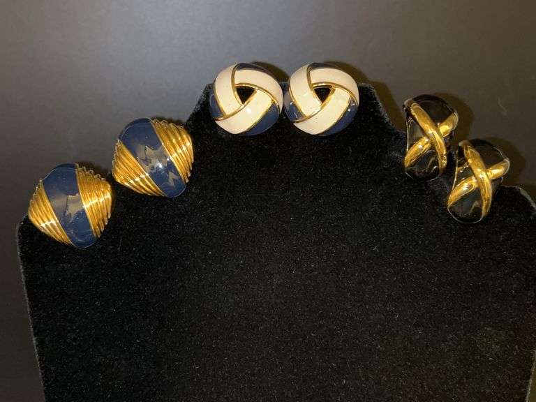 (3) pair of very nice St. John clip-on earrings image