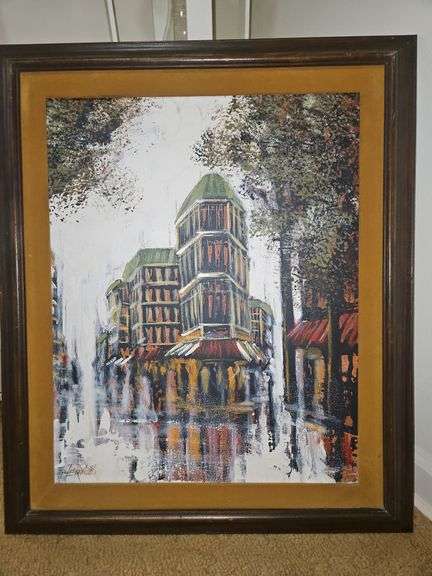 Vintage framed 21.75 x 26 oil painting SIGNED by artist Lee Reynolds... image