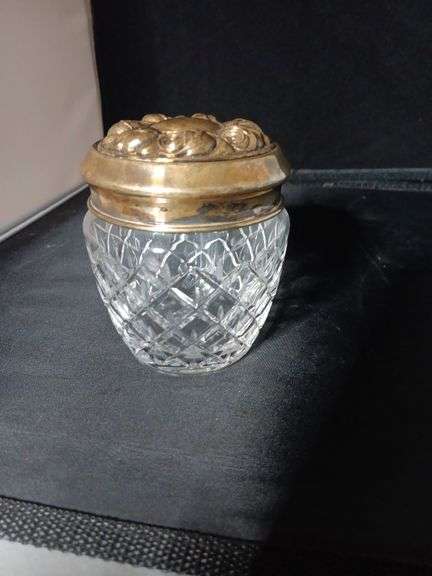 Vintage Atlantis Crystal and Silverplate dresser jar.. image