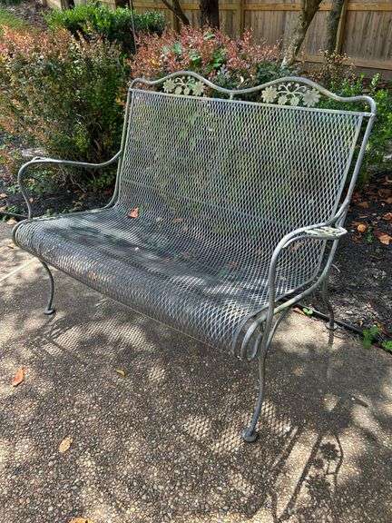 Wrought iron bench with decorative top and arms…..45 x 17 x 17 to seat (34 tall overall) image