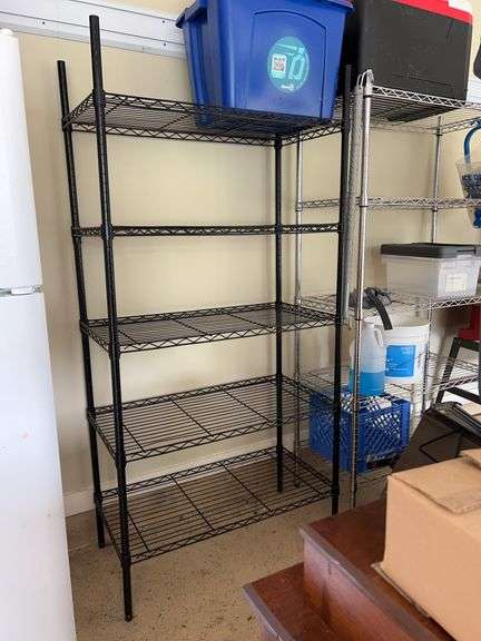 Black steel shelving unit….35-1/2 x 17-3/4 x 72-3/4 tall…..OTHER CONTENTS NOT INCLUDED image