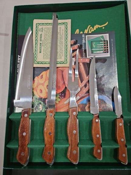 NIB Vintage Maxam Steel 5 Piece Knife Set... image