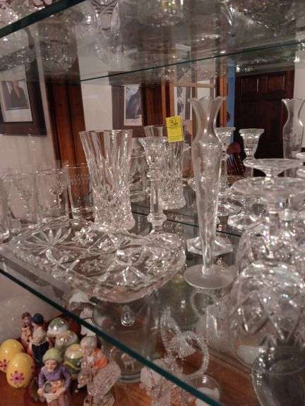 Shelf of miscellaneous stemware and glassware..see photos image