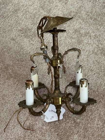 Vintage hard wire 4-arm chandelier….was purchased from fundraiser at Les Passees image