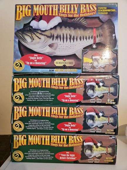 Four(4) vintage NEW or LIKE NEW Big Mouth Billy Bass Sings for the Holidays UNTESTED... image