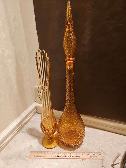 Two(2) vintage MCM tall amber decor pieces... image