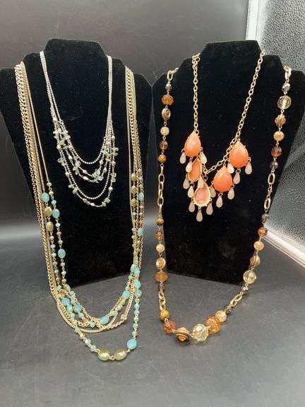 Selection of (4) beautifully beaded necklaces…..2 are multi-strand and 2 are single strand image