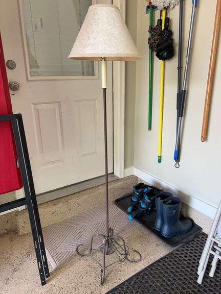 Vintage Lightweight metal base floor lamp with elegant shade…..56-1/2” tall image