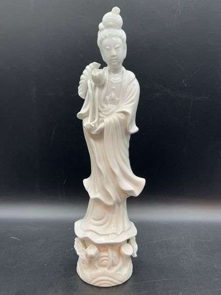 Chinese 14" Kwan Quan Yin Blanc de Chine Porcelain Goddess Statue…..14” tall image