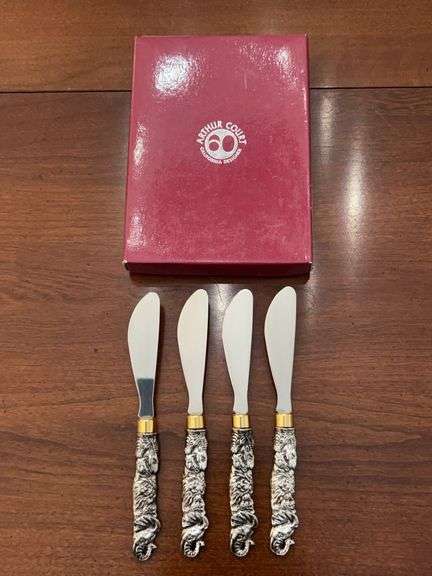 Set of (4) Vintage Arthur Court African Animal Handled Spreaders in original box image