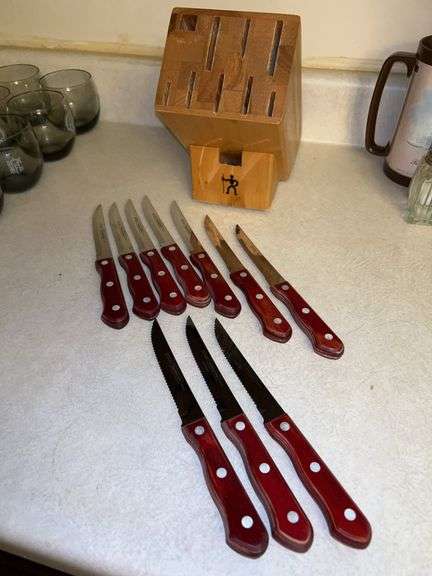 10 TRAMONTINA knives and block (not all knives that fit block are included) image