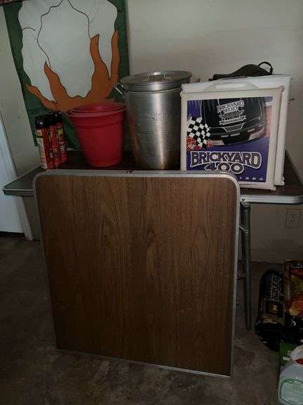 (2) metal folding tables and contents image