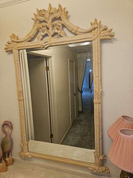 Very nice large 36.5x51.75 hanging decorative mirror, frame of composite material... image