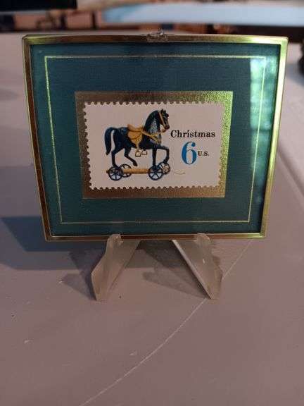 Vintage  Xmas 6cent stamp. Framed image