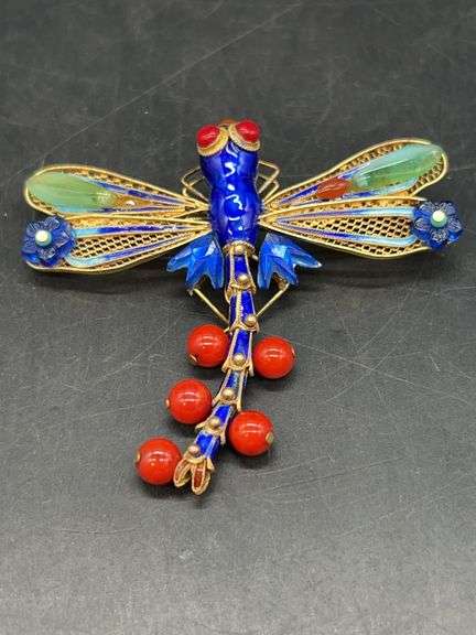 Vintage JOLI dragonfly brooch made with both new and vintage materials….original cost $78 image