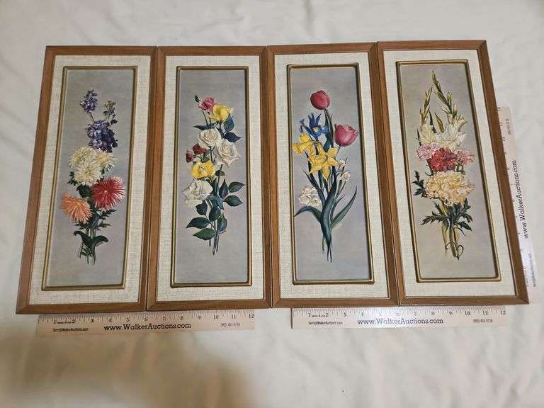Set of Four(4) Vintage Dimension III Ninetta Florals #7047 3D Wall Art in excellent vintage condition... image