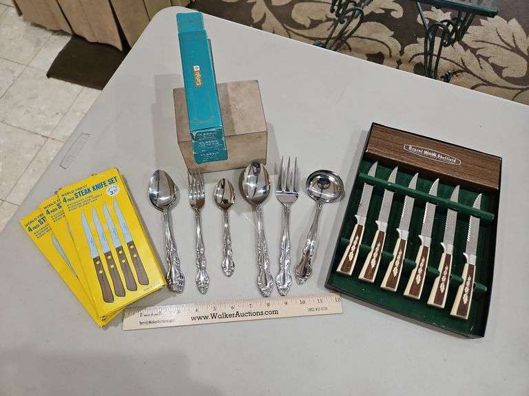 Miscellaneous collection of NEW vintage knives & flatware... image