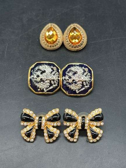 (3) pair of beautifully designed Joan Rivers clip-on earrings image