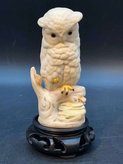 Cybis “Baby Snowy Owl” bisque porcelain figurine on wood base…..5-1/2” tall image