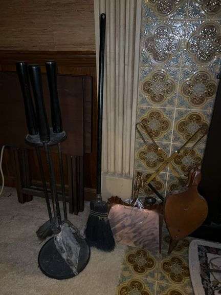 Grouping of fireplace utensils image
