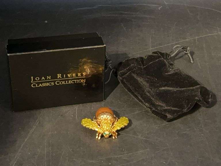 Joan Rivers Enamel Acorn Bee with Enamel Wings and adorned with rhinestones…..comes with original velvet pouch and box image