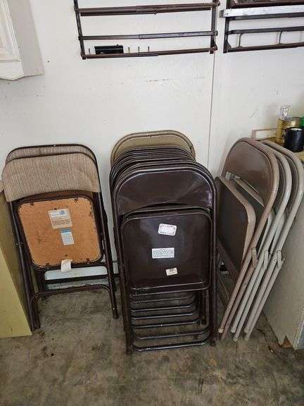 Group of twelve(12) metal folding chairs(2 have cloth seat & back)... image
