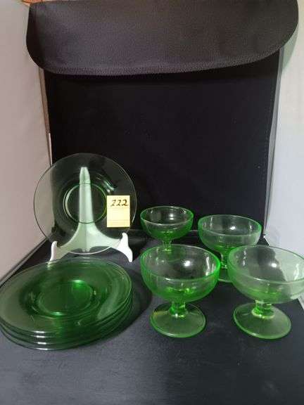 9 pieces of green depression..see photos image