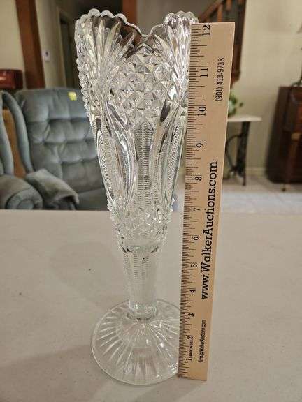 Vintage McKee Jubilee Hickman Glass Art Deco Vase 12” in excellent vintage condition... image
