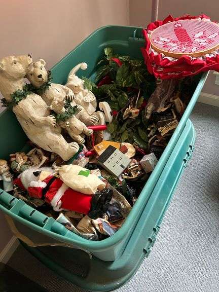 (2) totes of Christmas decor image