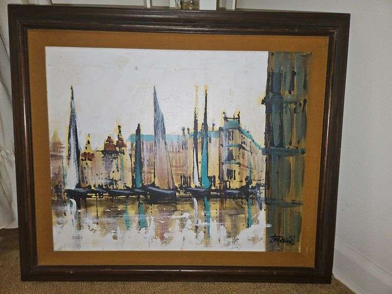 Vintage framed 26 x 21.75 oil painting SIGNED by artist Lee Reynolds... image
