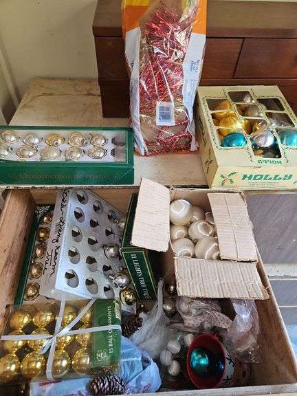 Contents of three(3) drawers in garage cabinet containing Christmas ornaments SEE ALL PICS FOUR DESCRIPTION... image