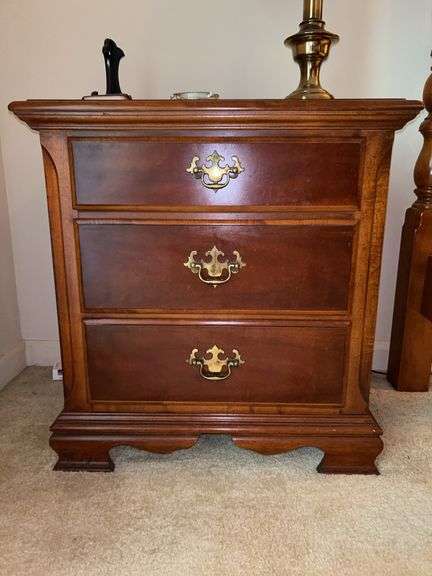 3-drawer cherry finish nightstand…..25-1/4 x 16 x 26 tall image