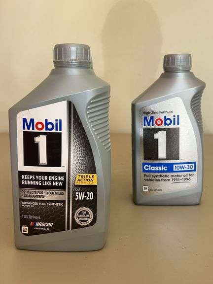 (5) unopened bottles of Mobil 1 (5W-20) advanced full synthetic motor oil and (1) unopened bottles of Classic 10W-30 Full Synthetic Motor Oil image